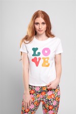 T-shirt: Milly rainbow top - Love top med regnbue 